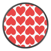 赤いハートパターン、ロマンチック、愛 アイスホッケーパック (正面)