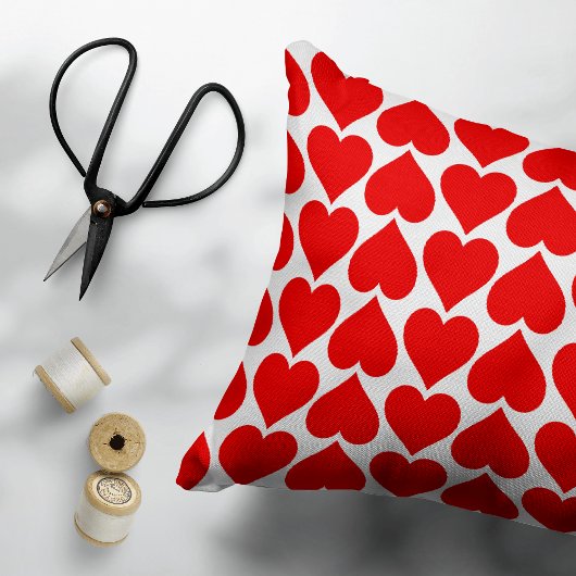 赤いハートパターン、ロマンチック、愛 アクセントクッション