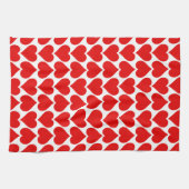 赤いハートパターン、ロマンチック、愛 キッチンタオル (横)