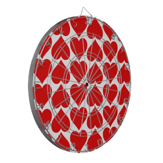 赤いハートパターン、ロマンチック、愛 ダーツボード (正面左)