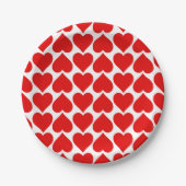 赤いハートパターン、ロマンチック、愛 ペーパープレート (正面)