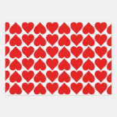 赤いハートパターン、ロマンチック、愛 ラッピングペーパーシート (正面3)