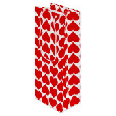 赤いハートパターン、ロマンチック、愛 ワインギフトバッグ (正面アングル)