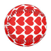 赤いハートパターン、ロマンチック、愛 野球ボール (正面左)