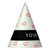 赤いハートパターン，愛，あなたの名前，パーソナライズ パーティーハット (左)