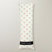 赤いハートパターン，愛，あなたの名前，パーソナライズ ボディピロー (正面縦)