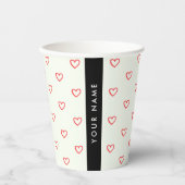 赤いハートパターン，愛，あなたの名前，パーソナライズ 紙コップ (正面)