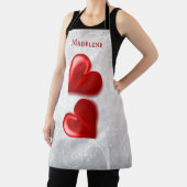 赤いハートパーソナライズされたエプロン エプロン (インサイチュ)