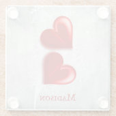 赤いハートパーソナライズされたガラスコースター ガラスコースター (裏面)