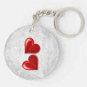 赤いハートパーソナライズされたキーチェーン キーホルダー (裏面)