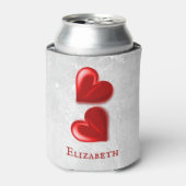 赤いハートパーソナライズされたクーラーボックス 缶クーラー (缶正面)