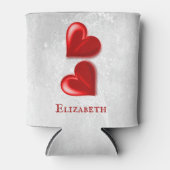 赤いハートパーソナライズされたクーラーボックス 缶クーラー (正面)