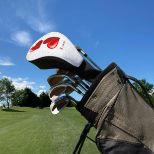 赤いハートパーソナライズされたゴルフヘッドカバー ゴルフヘッドカバー