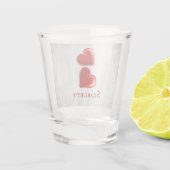 赤いハートパーソナライズされたショットガラス ショットグラス (裏面)