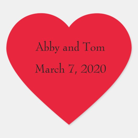 赤いハートパーソナライズされたシール ハートシール (正面)