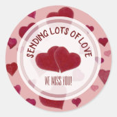 赤いハートパーソナライズされたシール ラウンドシール (正面)