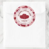 赤いハートパーソナライズされたシール ラウンドシール (バッグ)