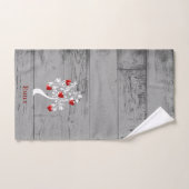 赤いハートパーソナライズされたバスタオルセット バスタオルセット (ハンドタオル)