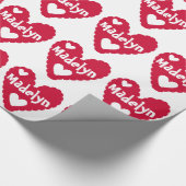 赤いハートパーソナライズされたバレンタインギフト紙 ラッピングペーパー (角)