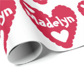 赤いハートパーソナライズされたバレンタインギフト紙 ラッピングペーパー (ロールコーナー)