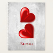 赤いハートパーソナライズされたプランナー プランナー手帳 (正面)