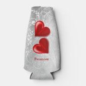 赤いハートパーソナライズされたボトルクール ボトルクーラー (正面)