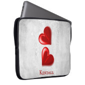 赤いハートパーソナライズされたラップトップスリーブ ラップトップスリーブ (正面右)