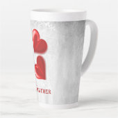 赤いハートパーソナライズされたラテマグ カフェラテマグ (右アングル)