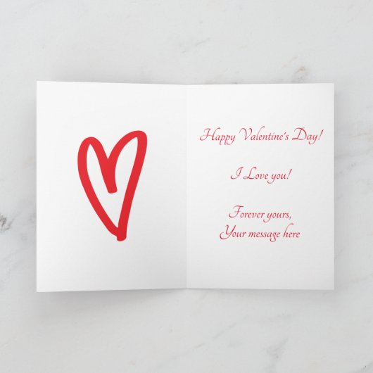 赤いハートパーソナライズされた写真バレンタインデー シーズンカード (内部)