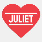 赤いハートパーソナライズされた名 ハートシール (正面)