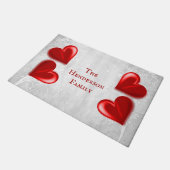 赤いハートパーソナライズされた形式 ドアマット (アングル)