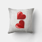 赤いハートパーソナライズされた装飾用クッション クッション (裏面)