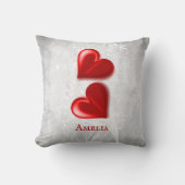 赤いハートパーソナライズされた装飾用クッション クッション (正面)