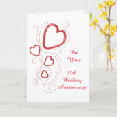 赤いハートパーソナライズされた20結婚周年 カード (黄色い花)