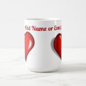 赤いハートパーソナライズされた コーヒーマグカップ (中央)