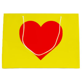 赤いハートヒートアポップ・アートのート ラージペーパーバッグ