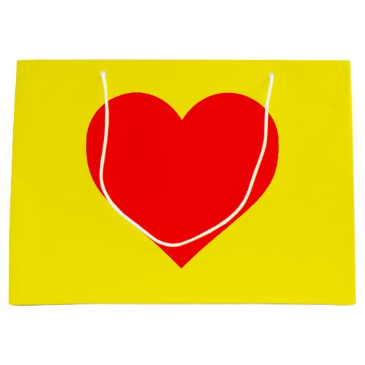 赤いハートヒートアポップ・アートのート ラージペーパーバッグ (正面)