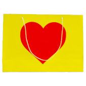 赤いハートヒートアポップ・アートのート ラージペーパーバッグ (裏面)