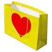 赤いハートヒートアポップ・アートのート ラージペーパーバッグ (裏面アングル)