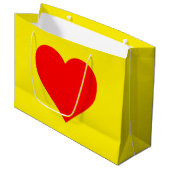 赤いハートヒートアポップ・アートのート ラージペーパーバッグ (正面アングル)