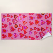 赤いハートビーチタオル ビーチタオル (正面)