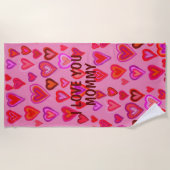 赤いハートビーチタオル ビーチタオル (正面)