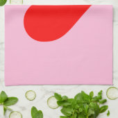 赤いハートビートパステルピンク キッチンタオル (折り畳み)