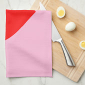 赤いハートビートパステルピンク キッチンタオル (四つ折り)