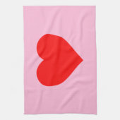 赤いハートビートパステルピンク キッチンタオル (縦)