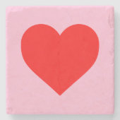 赤いハートビートパステルピンク ストーンコースター (正面)