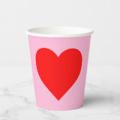 赤いハートビートパステルピンク 紙コップ (正面)