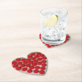 赤いハートビールボトルトップ ペーパーコースター (インサイチュ)