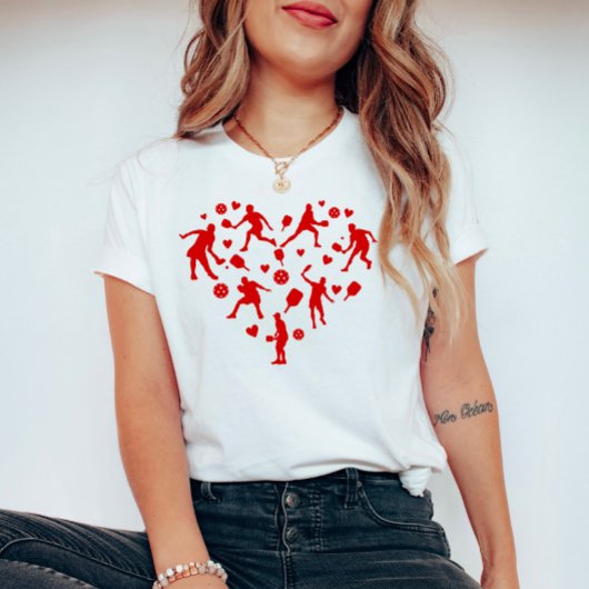 赤いハートピックボール愛好家 Tシャツ