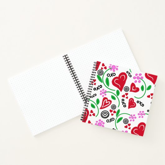 赤いハートピンクの花ハグスSketchbook Journal ノートブック (内部)